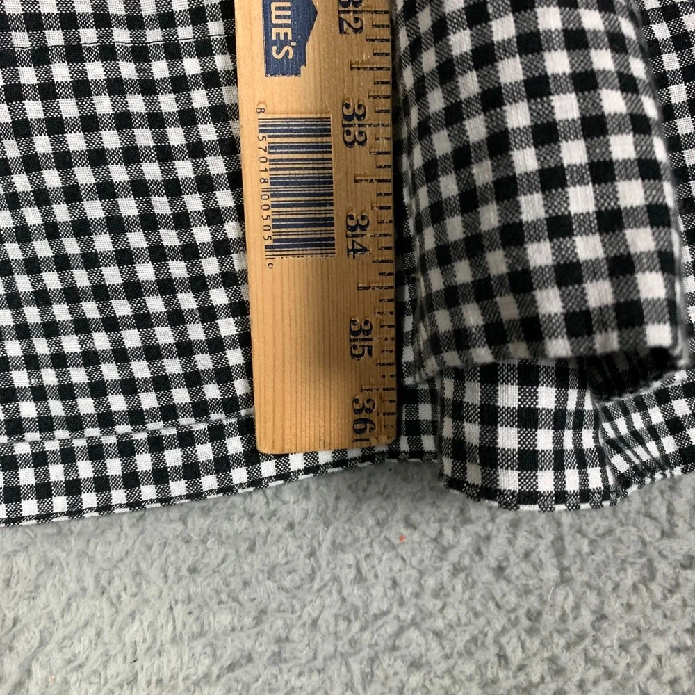 Madewell Mini Dress Size Large Black/White Gingham Smocked U-Neck Linen NWT $119 - Picture 10 of 11